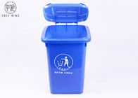 ถังขยะพลาสติกสีฟ้าและเหลืองขนาด 50 ลิตรพร้อมดอลลี่รีไซเคิลแบบสี่ล้อ