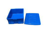 HDPE Euro Stacking Containers สีฟ้าตรงบรรจุผนังมีฝาปิด 500 * 380 * 180 มม